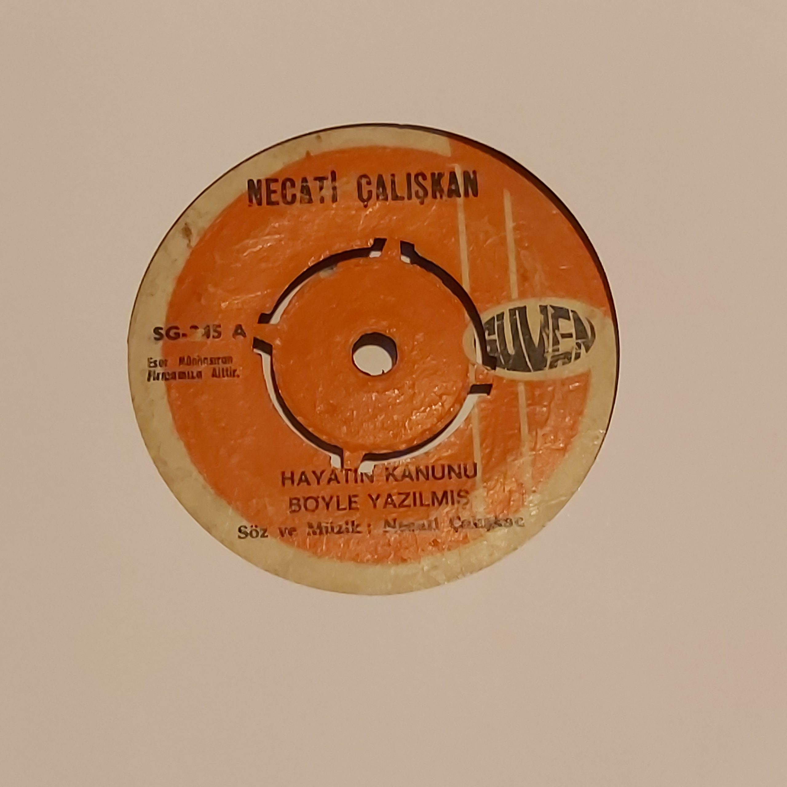 Satılık Plak Necati Çalışkan – Hayatın Kanunu Böyle Yazılmış 45lik Plak Ön Kapak