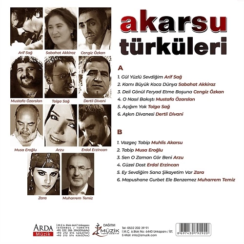 Akarsu Türküleri Plak Arka Akarsu Türküleri Plak Arka
